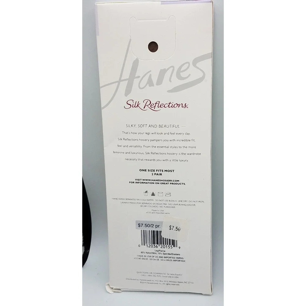 Hanes Silk Reflections Silky Sheer Knee Highs Reinforced Toe Barely There 2 Pair